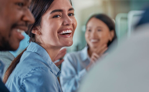 Happy employees in a meeting